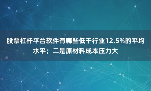 股票杠杆平台软件有哪些低于行业12.5%的平均水平；二是原材料成本压力大