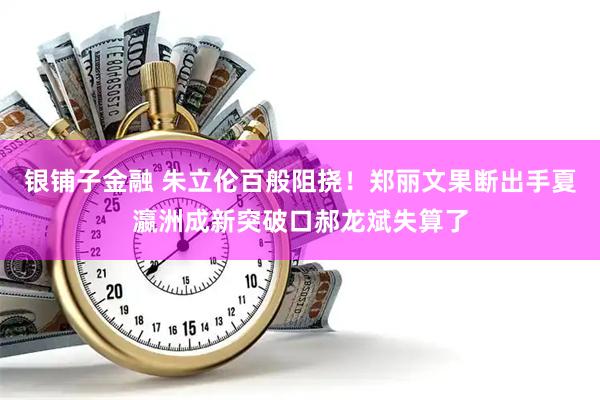 银铺子金融 朱立伦百般阻挠！郑丽文果断出手夏瀛洲成新突破口郝龙斌失算了